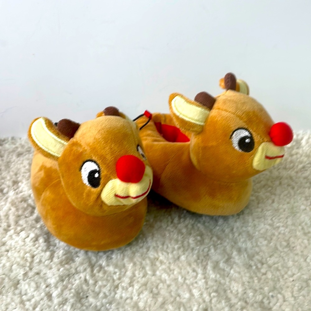 Rudolph The Red Nose Reindeer Slippers Kids Sz 3